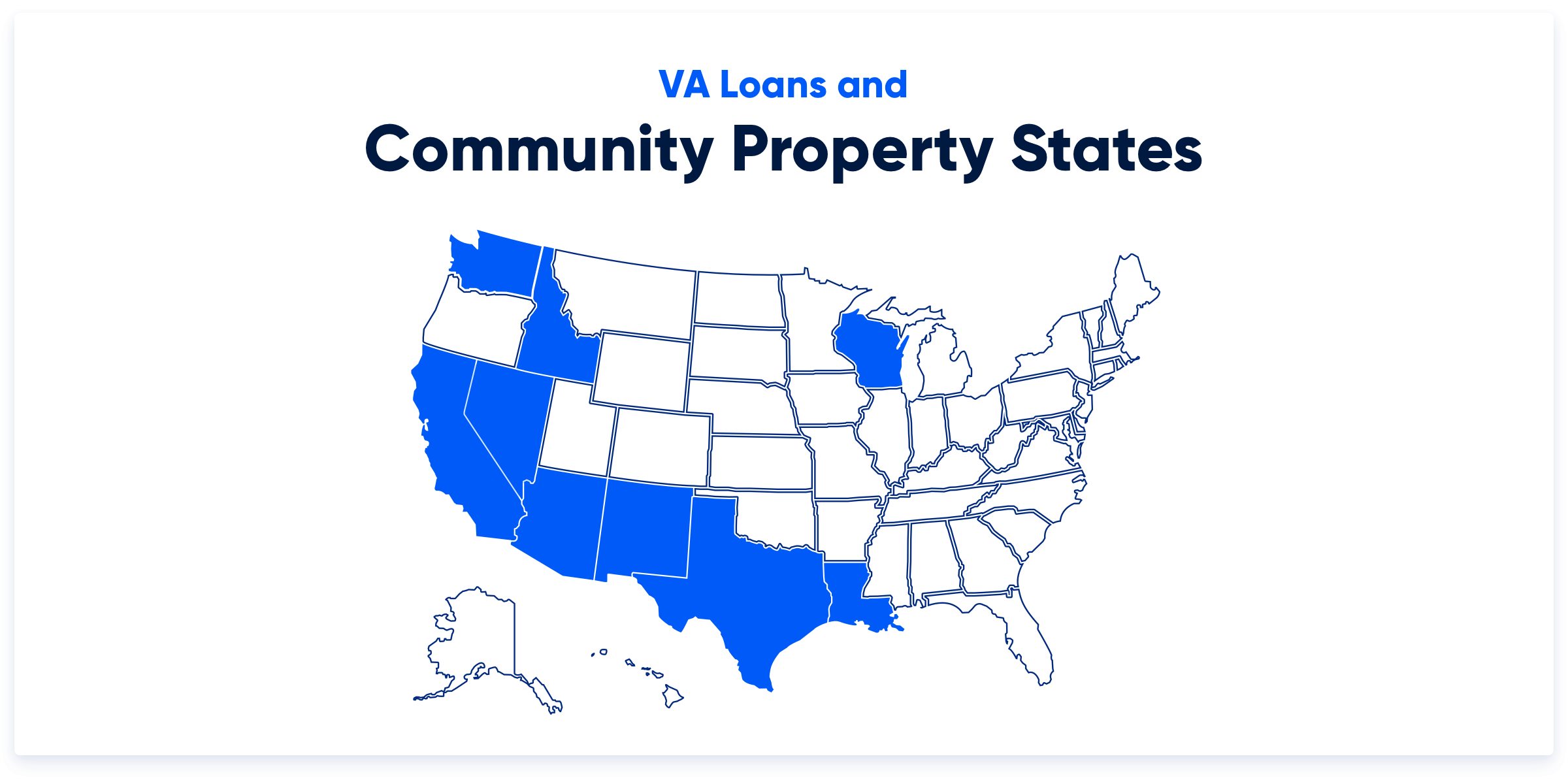 An illustration highlighting community property states in the U.S.